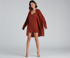 Weekend Chic Satin Button-Front Tunic Sai Feel