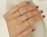 Western Classy Style Diamond Plaid Ring Female Simple New Internet Celebrity Same Style Titanium Steel Ring Male Couple Couple Rings Sai Feel