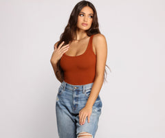 What's The Scoop Ribbed Tank Bodysuit Sai Feel