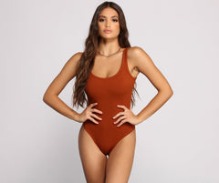 What's The Scoop Ribbed Tank Bodysuit Sai Feel