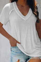 White Mid-Length Short Sleeve Summer T-Shirt Sai Feel