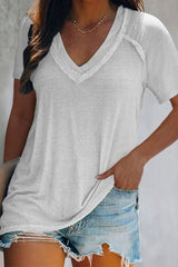 White Mid-Length Short Sleeve Summer T-Shirt Sai Feel
