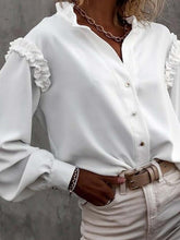 White long ruffle sleeved solid color shirt Sai Feel
