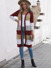 Wine Color Block Eyelet Knitted Lightweight Cardigan Sai Feel