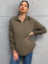 Women 1/4 Zip Patchwork Pullover Long Sleeve Sweatshirt Sai Feel