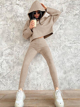 Women 2 Piece Set Hooded Suit Crop Hoodies+pants Suits Sai Feel