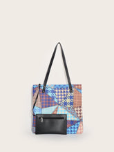 Women 2pcs Bags Waterproof Cloth Geometry Print Shoulder Bag with Coin Purse Sai Feel