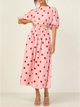 Women 2pcs Print High Waist Dress set ( short sleeve + high waist skirt ) Sai Feel