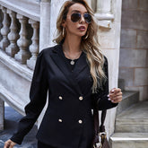 Women Autumn and Winter Double Breasted Suit Jacket Long Sleeves Sai Feel