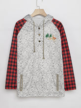 Women Contrast Plaid Sleeve Hoodie Sai Feel