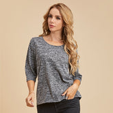 Women Fashion Casual Crisscross V-Neck Short Sleeve Tee Sai Feel