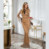 Women Fashion Mesh Party Long Sleeve Prom Wedding Bridesmaid Formal Long Evening Party Ball Prom Gown Cocktail Dress Sai Feel