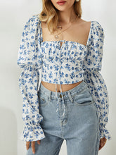 Women Floral Print Blouse Shirt Long Sleeve Shirts Crop Top Sai Feel