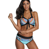 Women Halter Bikini Printed Two Pieces Split Bikini Set Beach Swimsuit Bathing Suit Swimwear Sai Feel