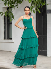 Women Halter Corrugated Chiffon Layered Sleeveless Long Dress Sai Feel