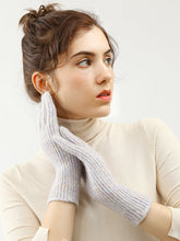 Women Integrated molding Vertical stripe wool gloves Sai Feel