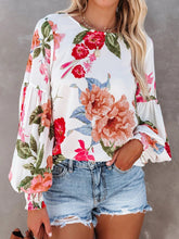 Women Lantern Long Sleeve Floral Print Blouse Shirt Vintage Printed Tops Ladies Blouses Shirts Sai Feel