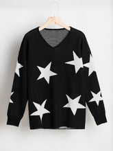 Women Long Sleeve Star Print Sweaters Round-neck Pullover Sweaters Loose Jumpers Sai Feel