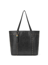 Women Retro Tote handbag Satchel Purse Shoulder Bag Rivet Decoration Zippred Top-handle Bags with Tassel Sai Feel