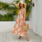 Women Sexy off-the-shoulder neckline print sleeveless dress Sai Feel