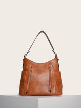 Women Soft Feel Double Zipper Bag Casual Handbags Shoulder Bag Sai Feel