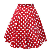 Women Vintage Pleated A-line Midi Skirts,Women's Polka Dot Retro Vintage Style Cocktail Party Swing Dress red, black(S-2XL) Sai Feel