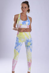 Women Yoga suit tie-dye seamless sports Suits with Sport bra of Butt lift , slim pants Yoga suits Sai Feel