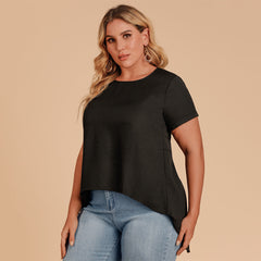 Women plus size round neck and short sleeves blouse T-shirt Sai Feel