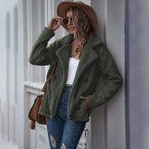 Women's Beltless Solid Color Lapel Casual Double-breasted Loose Jacket Sai Feel