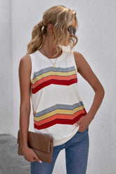Women's Casual Tanks Top Color Block Crewneck Sleeveless Shirt Sai Feel