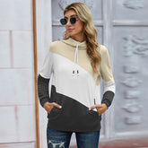 Women's Colorblock Pocketed Elastic Cuff Drawstring Hoodie Sai Feel