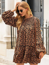 Women's Dress Round Neck High Waist Loose Lantern Sleeve Cake Dress Fresh and Sweet Mid-length Dress Sai Feel