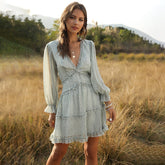 Women's Fashion Short Floral Chiffon Dress Sai Feel