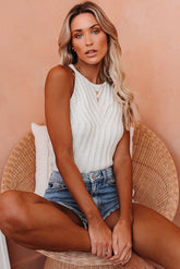 Women's Fashion Solid Color Tank Top Knitted Halter Neck Vest Sleeveless Top Sai Feel