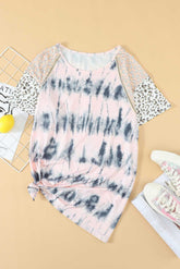 Women's Fashion Tie Dyed Print T-Shirt Casual Crewneck Short Sleeve Blouse Summer Plus Size Tops Sai Feel