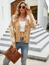 Women's Floral Pattern Sweater Cardigan Long Sleeve Loose Knit Sweater Jacket Sai Feel