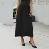 Women's Half Skirt Midwaist Pure Color Pleated Skirt Slimming A-line Skirt Sai Feel