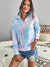 Women's Long Sleeve Tie-Dye Mock Neck 1/4 Zip Pullover Sai Feel