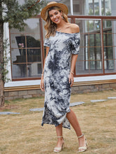 Women's Mid-length A-line Skirt Off-the-shoulder Ink Print Dress Sai Feel