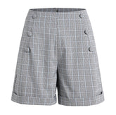 Women's Middle Waisted Shorts Plaid Summer Short with Pockets Sai Feel