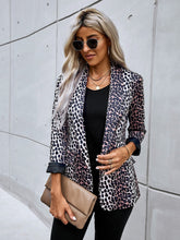 Women's Open Front Long Sleeve Leopard Blazer Suit Fashion Casual Coat Sai Feel