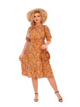 Women's Plus Size Stand Collar Floral Printed Buttoned Midi Dress Sai Feel