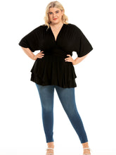 Women's Plus Size V neck Half Sleeve Top Blouse Sai Feel