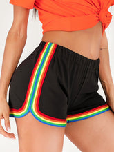 Women's Rainbow Stripe Solid Short Dynamic Athletic Casual Shorts Sai Feel