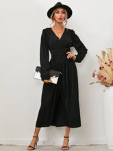 Women's V-neck Waisted Elegant Long Skirt Dress Sai Feel