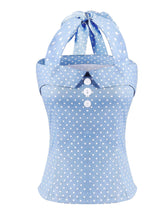 Women's Vintage 1950s Party Top Polka Dot Rockabilly 40s Cotton Shirts Halter Tops(S-2XL) Sai Feel