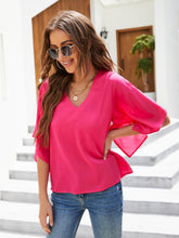 Women's bat sleeves shirt Solid five-point sleeves middle-sleeve shirt Sai Feel