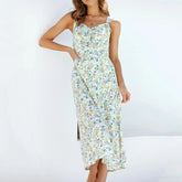 Women's halter straps with small floral slit dress Sai Feel