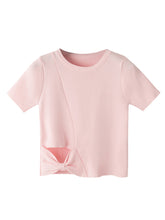 Women's hollow knit tide high waist short crop top irregular T shirt Sai Feel