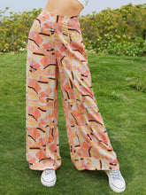 Women's independent stand temperament women's printing color color temperament pattern wide leg trousers Sai Feel